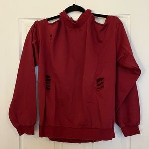 Women’s tattered shoulder cutout sweatshirt